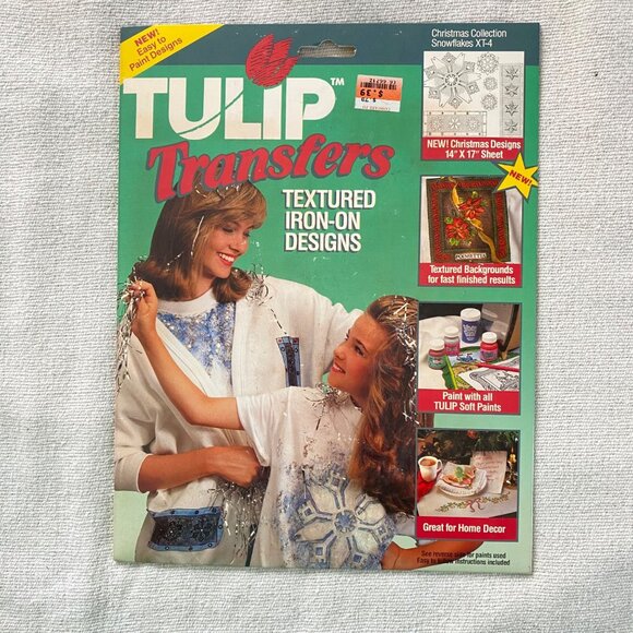 Vintage '90s Tulip Transfer Iron On Christmas Collection Snowflakes XT-4 - Picture 1 of 2